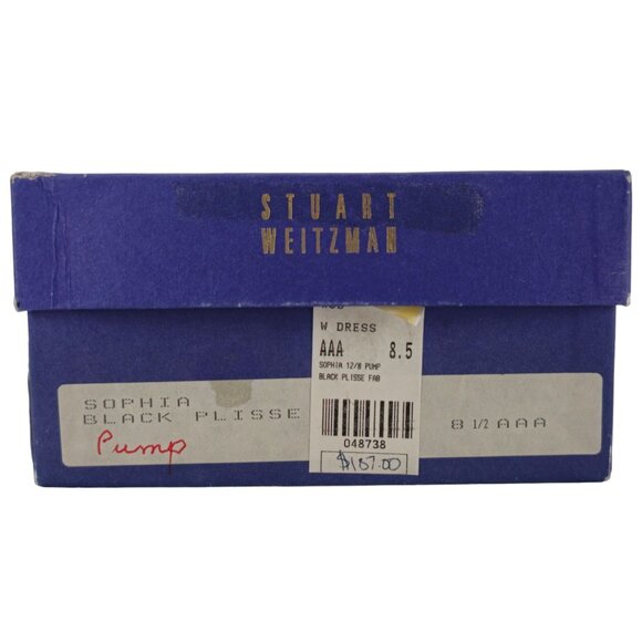 Stuart Weitzman Black Plissé Fabric Formal Pumps Womens 8.5AAA Dress Shoes Heels - Picture 4 of 14
